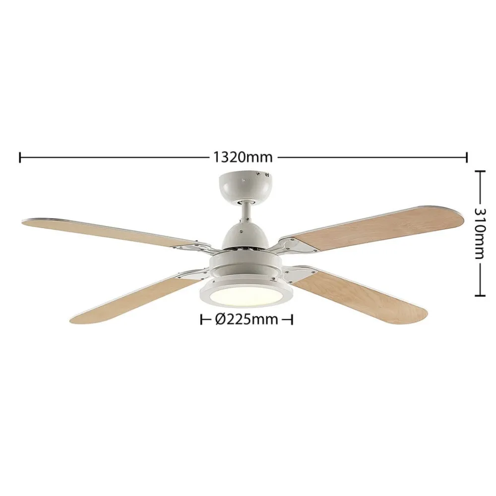 Lindby Loftventilatorer > LED-loftventilator Tedric, hvid, støjsvag, Ø 133 cm