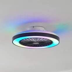 Loftventilatorer ^ Lindby LED-loftventilator Teleo, Ø48 cm, sort, DC, Tuya