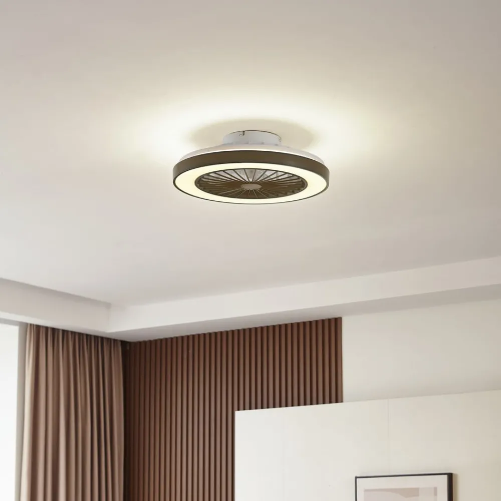 Loftventilatorer ^ Lindby LED-loftventilator Teleo, Ø48 cm, sort, DC, Tuya