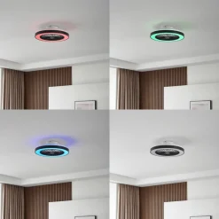 Loftventilatorer ^ Lindby LED-loftventilator Teleo, Ø48 cm, sort, DC, Tuya