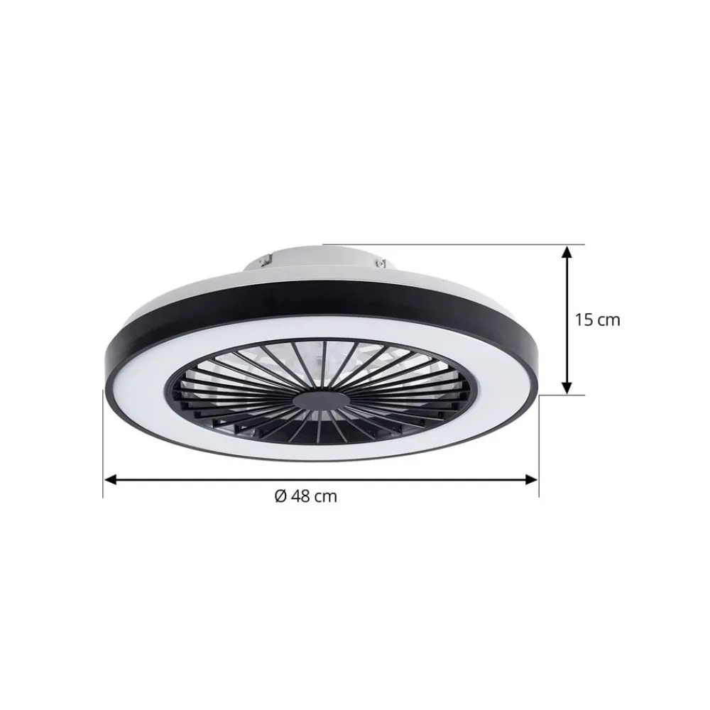 Loftventilatorer ^ Lindby LED-loftventilator Teleo, Ø48 cm, sort, DC, Tuya