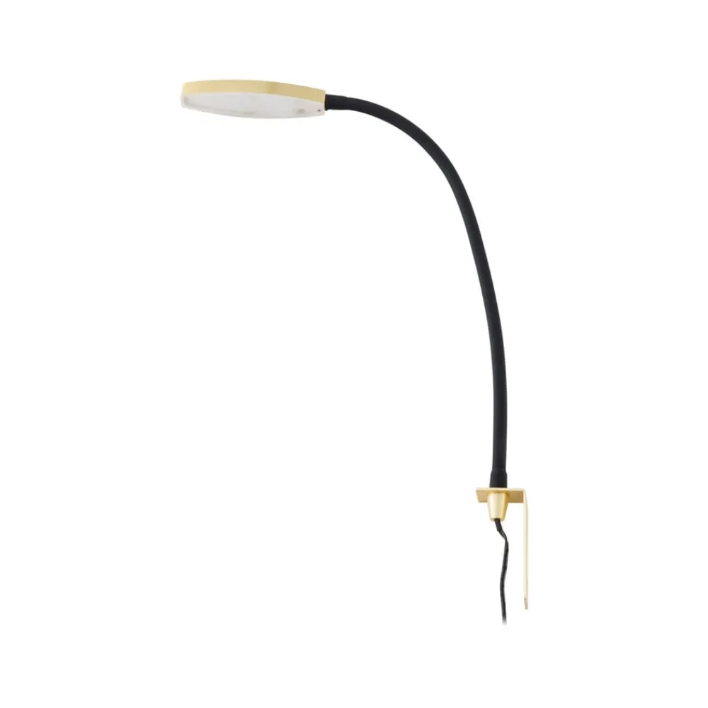 Væglamper|Væglamper ^ Lindby LED-læselampe Flexola, guld, rund, metal, stik