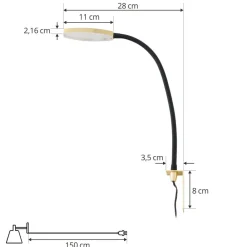 Væglamper|Væglamper ^ Lindby LED-læselampe Flexola, guld, rund, metal, stik