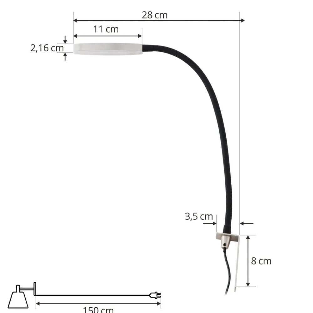 Væglamper|Væglamper ^ Lindby LED-læselampe Flexola, nikkel, rund, metal, stik