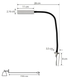 Væglamper|Væglamper ^ Lindby LED-læselampe Flexola, nikkel, kantet, metal, stik
