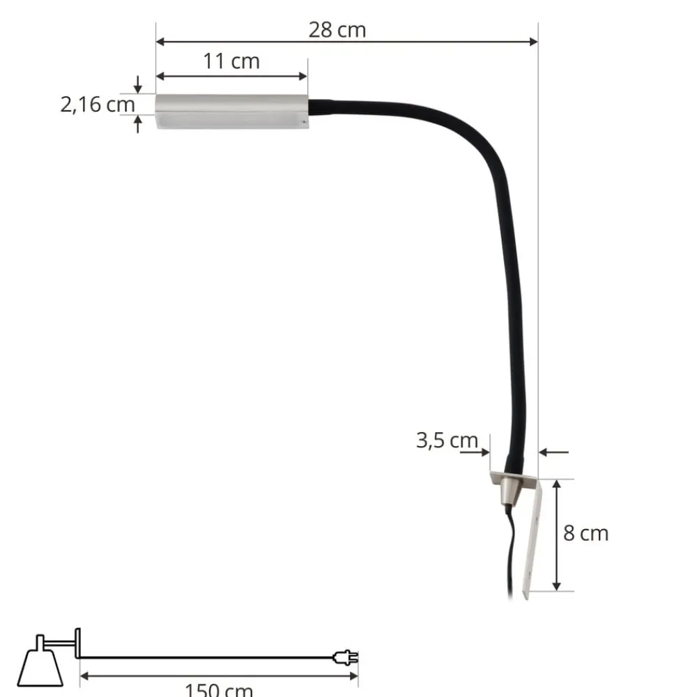 Væglamper|Væglamper ^ Lindby LED-læselampe Flexola, nikkel, kantet, metal, stik
