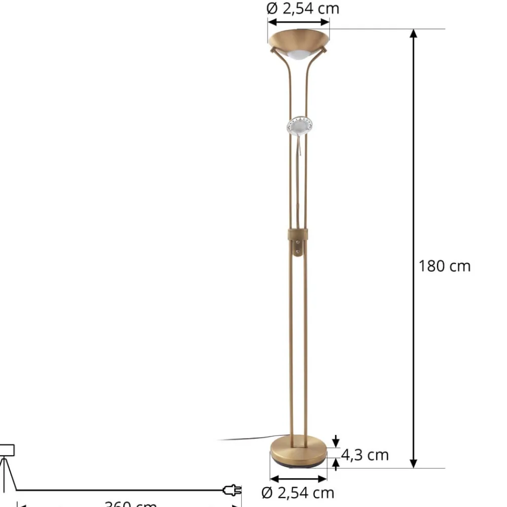 Lindby Gulvlamper|Gulvlamper > LED-læselampe Josefin, bronze, læselampe, dæmpbar