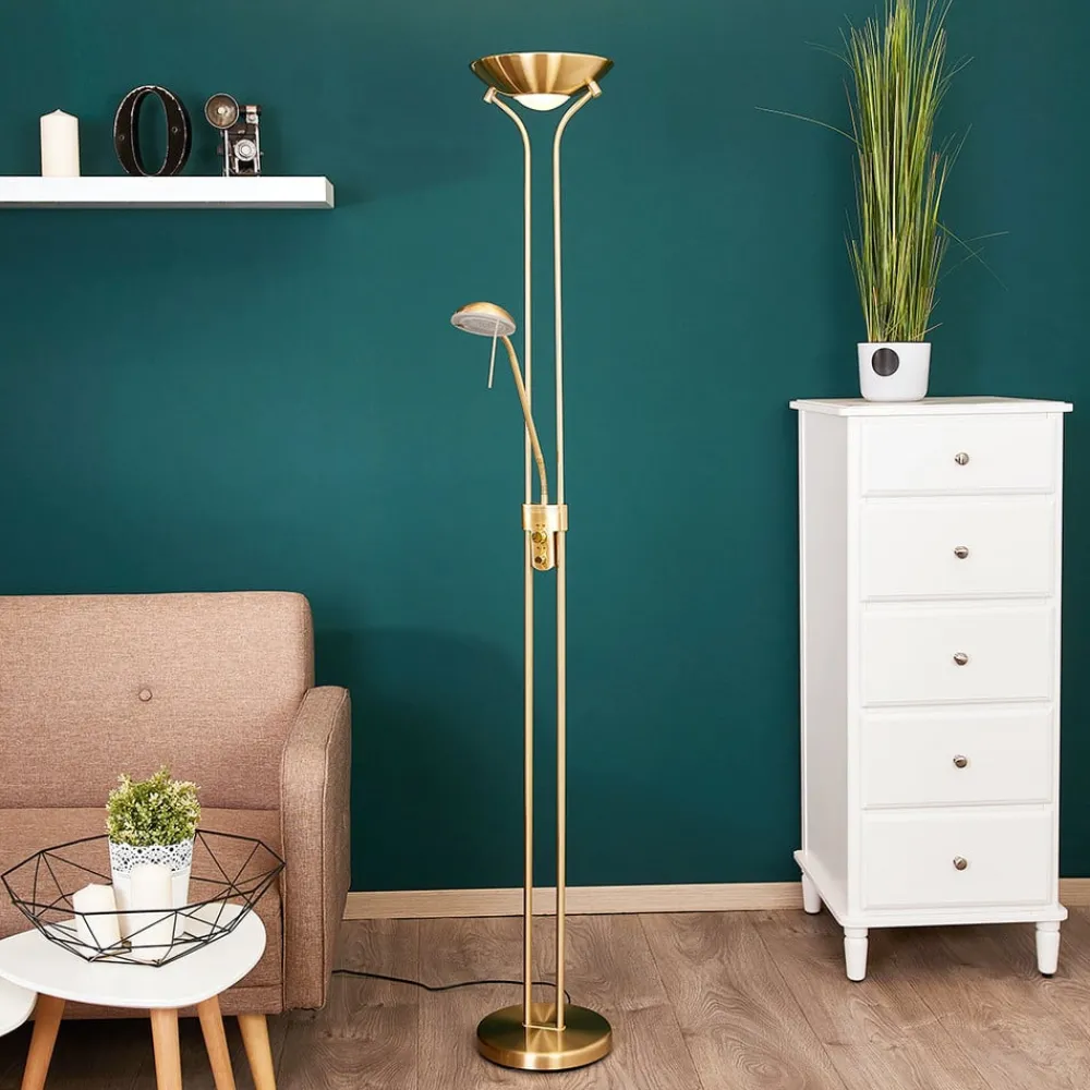 Lindby Gulvlamper|Gulvlamper > LED-læselampe Josefin, messing, læselampe, dæmpbar