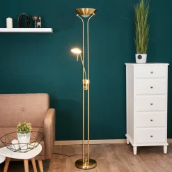 Lindby Gulvlamper|Gulvlamper > LED-læselampe Josefin, messing, læselampe, dæmpbar
