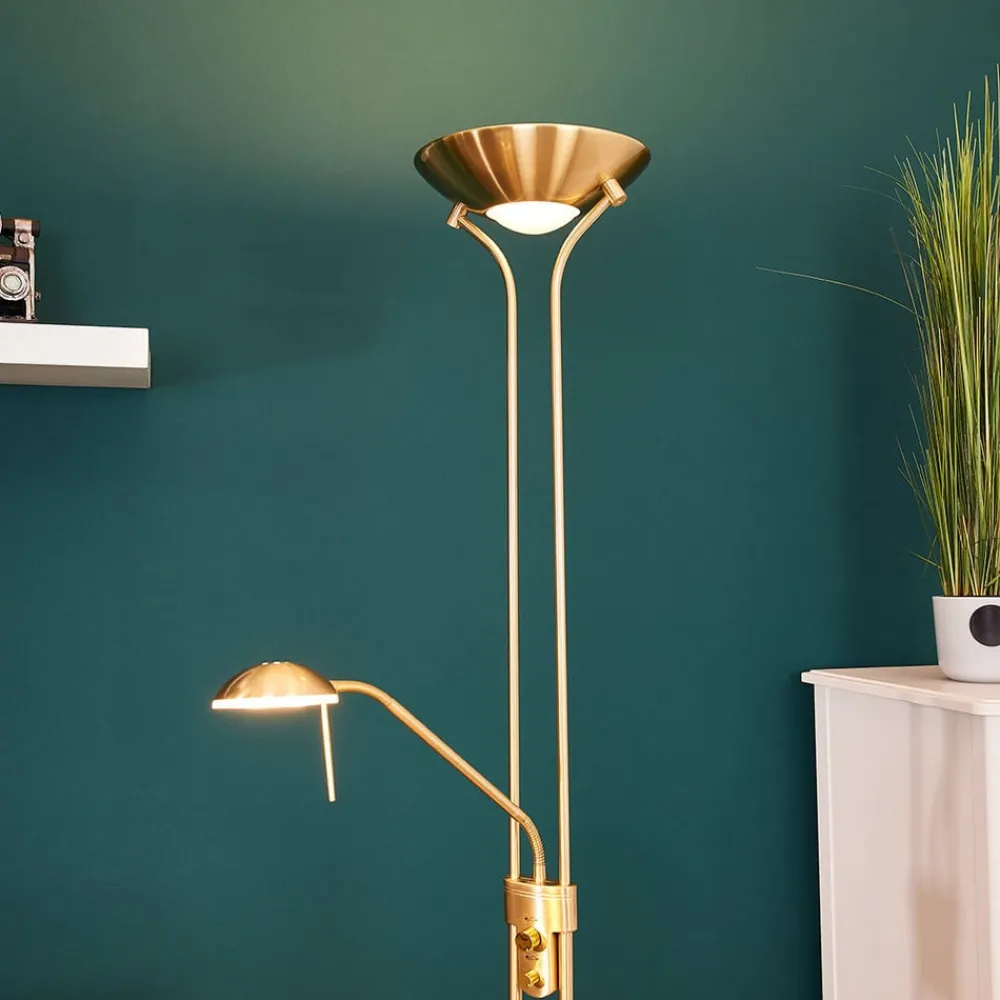 Lindby Gulvlamper|Gulvlamper > LED-læselampe Josefin, messing, læselampe, dæmpbar