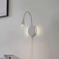 Lindby Væglamper|Væglamper > LED-læselampe Zayna, hvid, CCT, USB, dæmpbar, timer