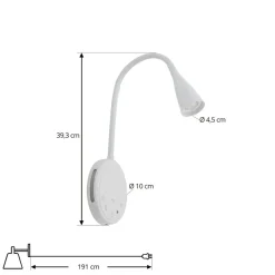 Lindby Væglamper|Væglamper > LED-læselampe Zayna, hvid, CCT, USB, dæmpbar, timer
