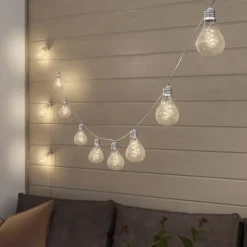 Dekorationsbelysning|Solcellelamper ^ Lindby LED-lyskæde Lampini, 200 cm, sort, IP44