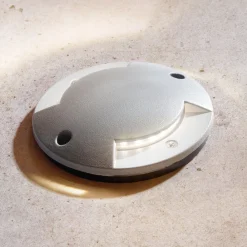 Lindby Nedgravet Udebelysning|Udendørs Spot > LED nedgravningslampe Nandita, Ø 10 cm, sølv, IP65