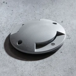 Lindby Nedgravet Udebelysning|Udendørs Spot > LED nedgravningslampe Nandita, Ø 10 cm, sølv, IP65