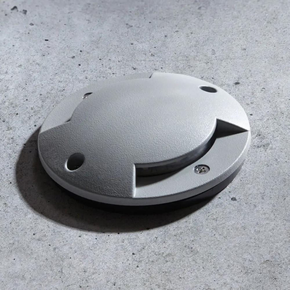 Lindby Nedgravet Udebelysning|Udendørs Spot > LED nedgravningslampe Nandita, Ø 10 cm, sølv, IP65