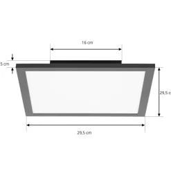 Arbejdsrum/Kontor|Gang ^ Lindby LED-panel Lamin, sort, 30 cm, CCT, dæmpbar, fjernbetjening