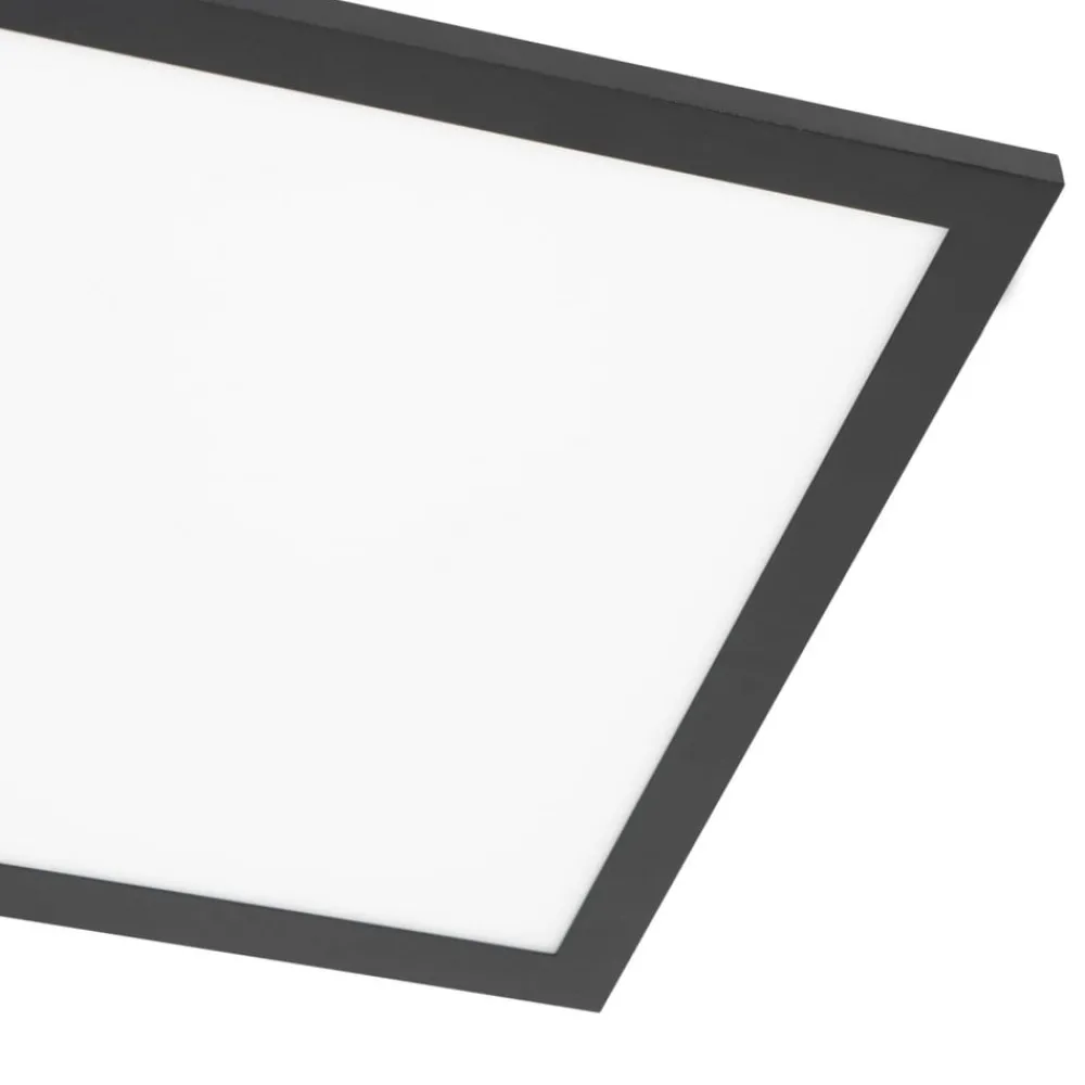 Arbejdsrum/Kontor|Gang ^ Lindby LED-panel Lamin, sort, 30 cm, CCT, dæmpbar, fjernbetjening
