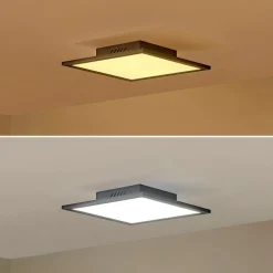 Arbejdsrum/Kontor|Gang ^ Lindby LED-panel Lamin, sort, 30 cm, CCT, dæmpbar, fjernbetjening
