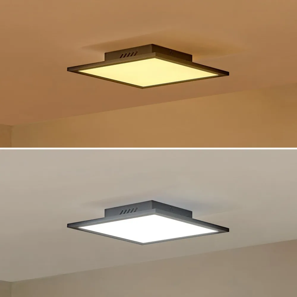 Arbejdsrum/Kontor|Gang ^ Lindby LED-panel Lamin, sort, 30 cm, CCT, dæmpbar, fjernbetjening