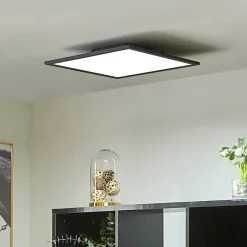 Arbejdsrum/Kontor|Gang ^ Lindby LED-panel Lamin, sort, 40 cm, CCT, dæmpbar, fjernbetjening