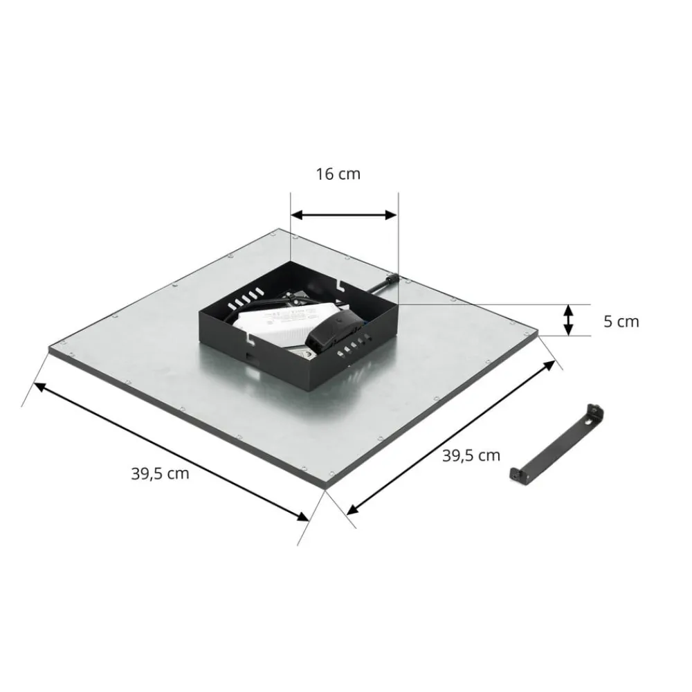 Arbejdsrum/Kontor|Gang ^ Lindby LED-panel Lamin, sort, 40 cm, CCT, dæmpbar, fjernbetjening