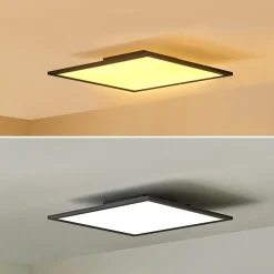 Arbejdsrum/Kontor|Gang ^ Lindby LED-panel Lamin, sort, 40 cm, CCT, dæmpbar, fjernbetjening