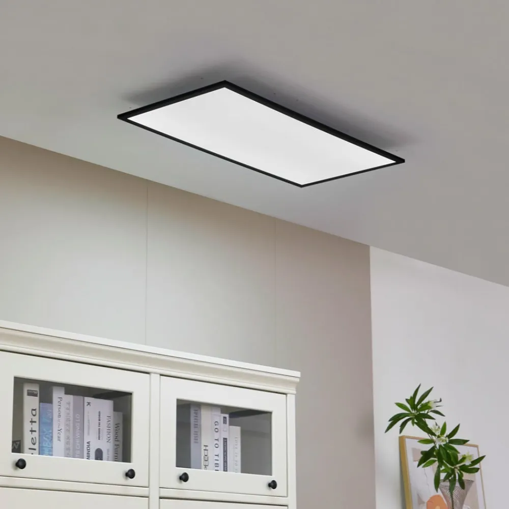 Lindby Arbejdsrum/Kontor > LED-panel Lamin, sort, 80 cm, CCT, dæmpbar, fjernbetjening