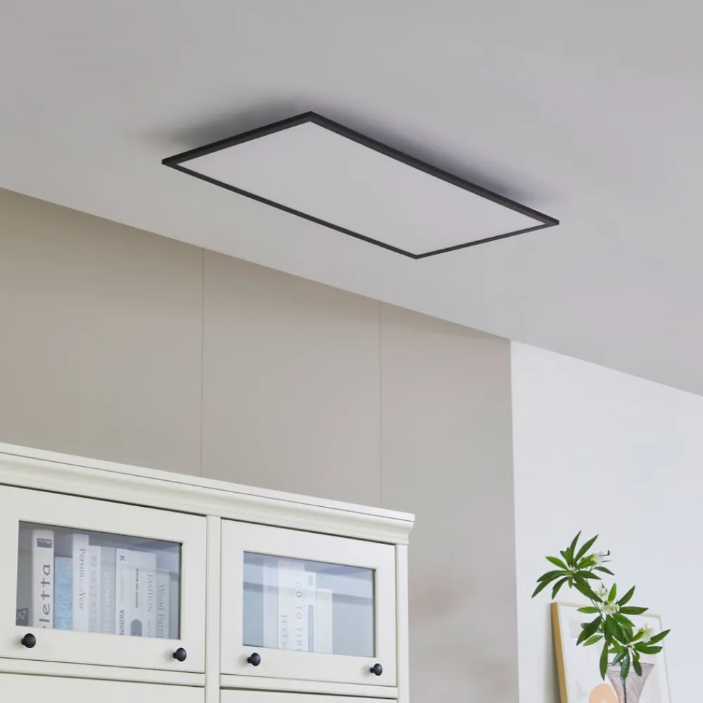 Lindby Arbejdsrum/Kontor > LED-panel Lamin, sort, 80 cm, CCT, dæmpbar, fjernbetjening