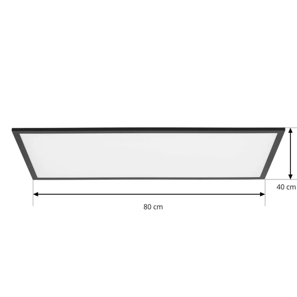 Lindby Arbejdsrum/Kontor > LED-panel Lamin, sort, 80 cm, CCT, dæmpbar, fjernbetjening
