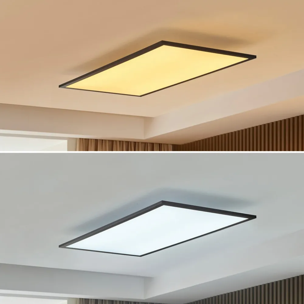 Lindby Arbejdsrum/Kontor > LED-panel Lamin, sort, 80 cm, CCT, dæmpbar, fjernbetjening