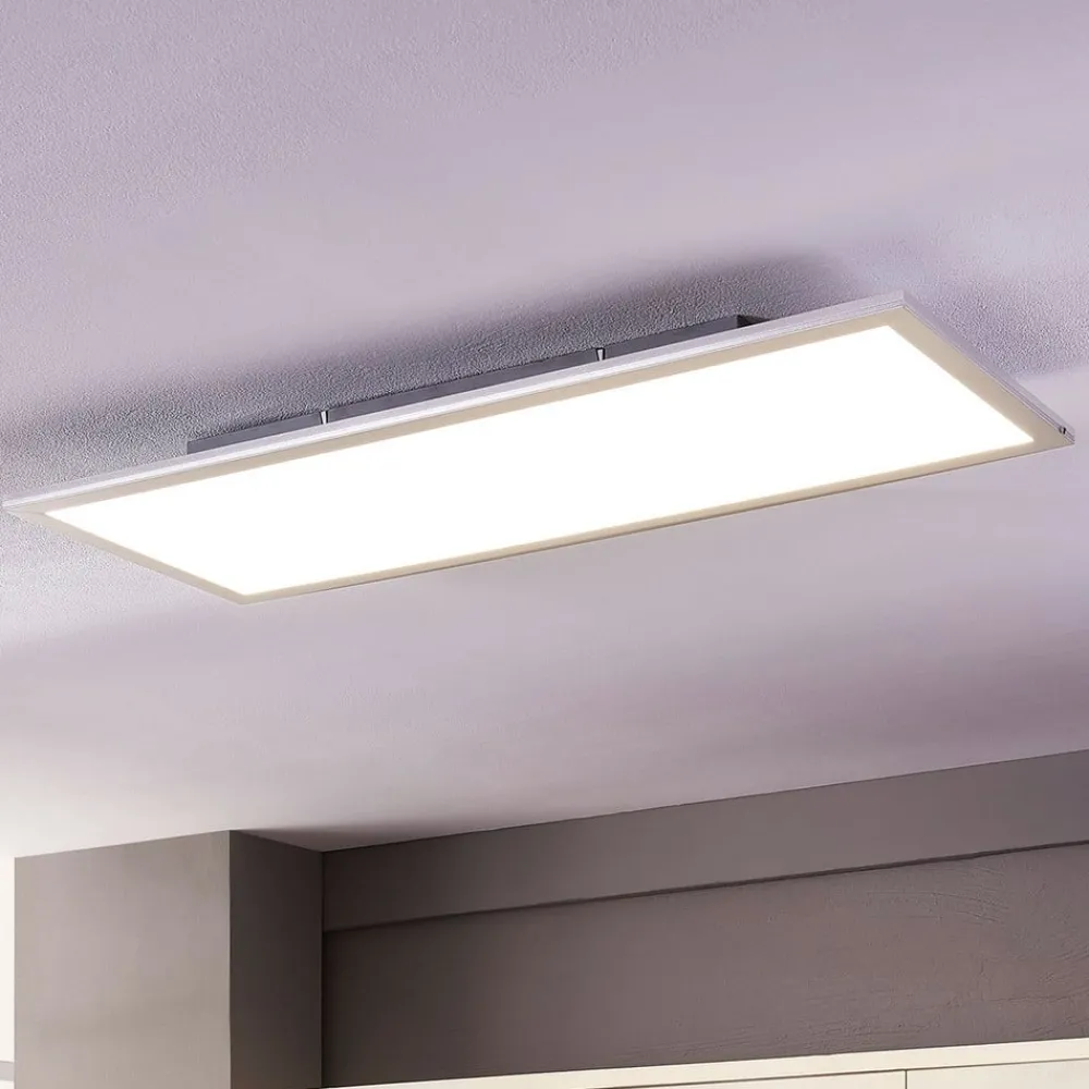 Arbejdsrum/Kontor|Gang ^ Lindby LED-panel Livel, 4000K, 80 cm x 30 cm, sølv, metal