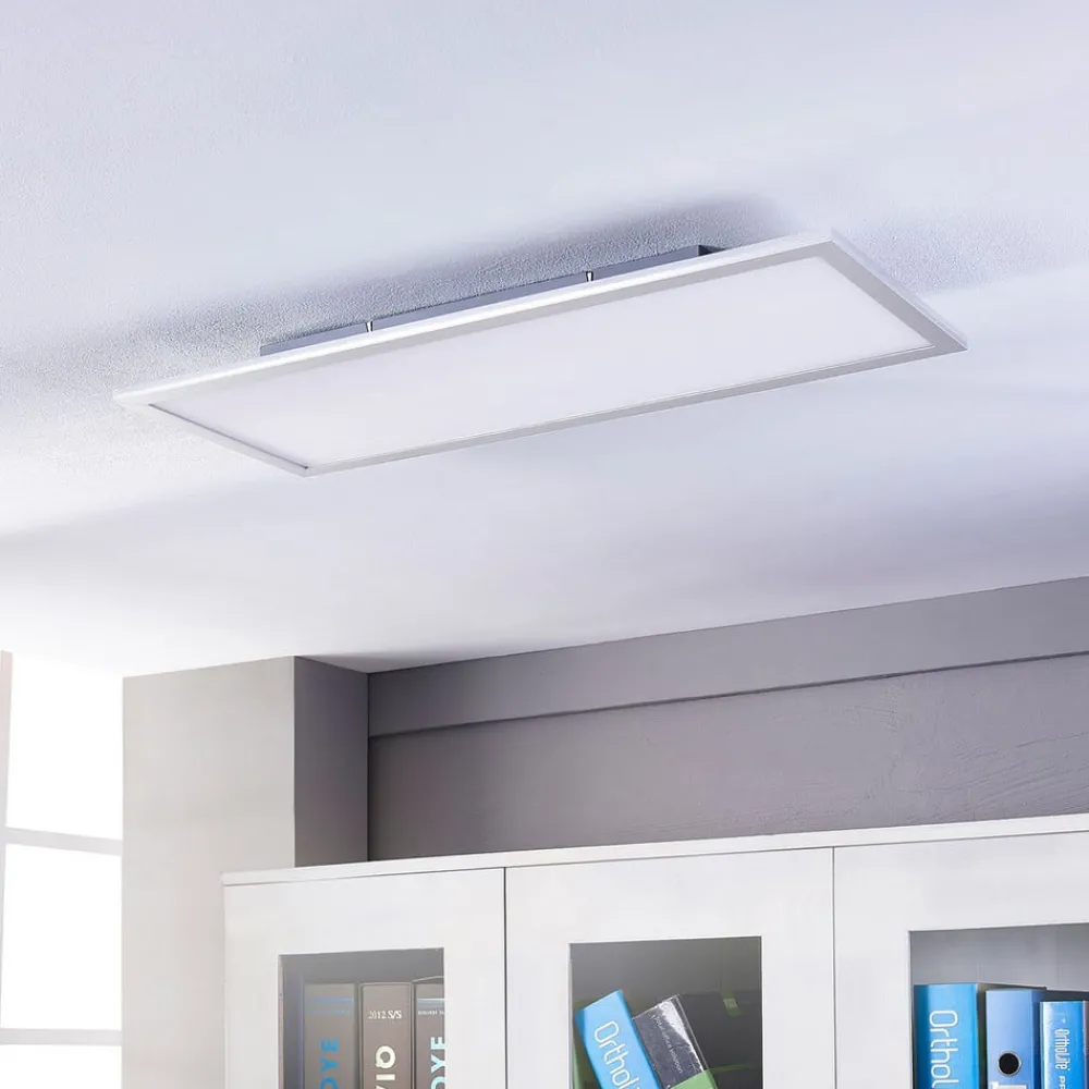 Arbejdsrum/Kontor|Gang ^ Lindby LED-panel Livel, 4000K, 80 cm x 30 cm, sølv, metal