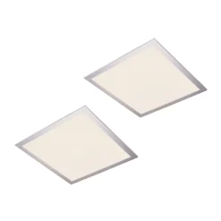 Arbejdsrum/Kontor|Loftlamper ^ Lindby LED-panel Livel, sæt med 2, 4.000 K, 40 x 40 cm, sølv