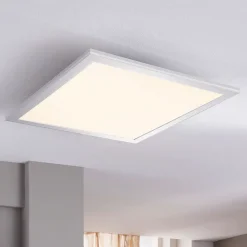 Arbejdsrum/Kontor|Loftlamper ^ Lindby LED-panel Livel, sæt med 2, 4.000 K, 40 x 40 cm, sølv