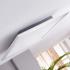 Arbejdsrum/Kontor|Loftlamper ^ Lindby LED-panel Livel, sæt med 2, 4.000 K, 40 x 40 cm, sølv