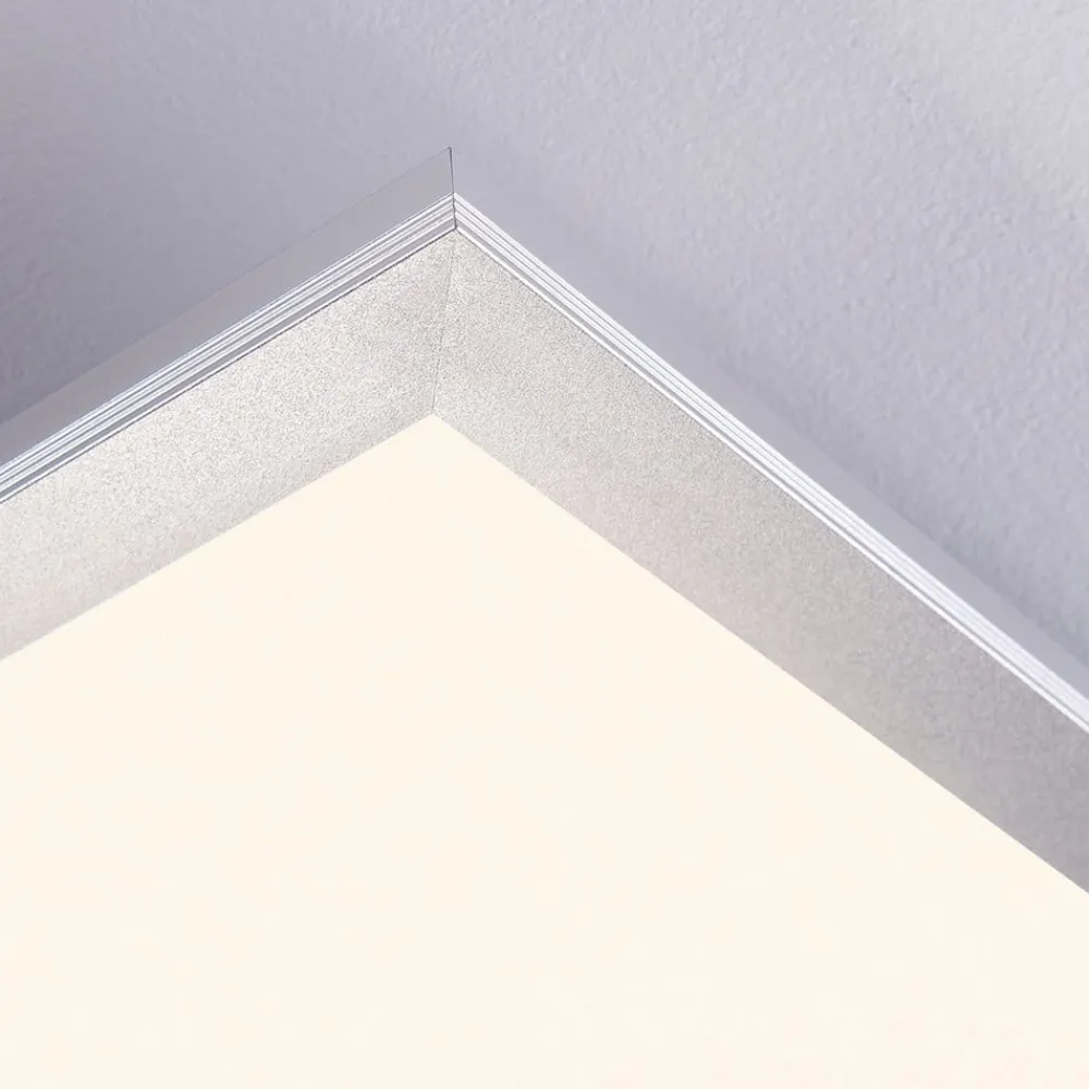 Arbejdsrum/Kontor|Loftlamper ^ Lindby LED-panel Livel, sæt med 2, 4.000 K, 40 x 40 cm, sølv