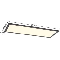 Lindby Arbejdsrum/Kontor|Gang > LED-panel Nelios, 80 x 30 cm, CCT, sort, metal