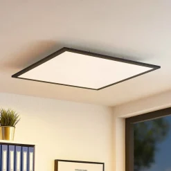 Lindby Arbejdsrum/Kontor|Loftlamper > LED-panel Nelios, 62 x 62 cm, CCT, sort, metal