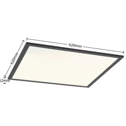 Lindby Loftlamper|Loftlamper > LED-panel Nelios, 62 x 62 cm, 4.000K, sort, metal