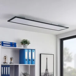 Gang|Loftlamper ^ Lindby LED-panel Nelios, 120 x 30 cm, 4000K, sort, metal