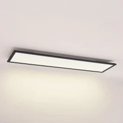 Gang|Loftlamper ^ Lindby LED-panel Nelios, 120 x 30 cm, 4000K, sort, metal