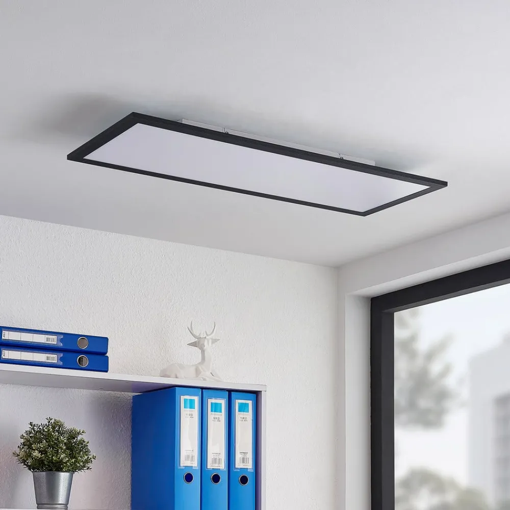 Lindby Arbejdsrum/Kontor|Gang > LED-panel Nelios, 80 x 30 cm, 4.000K, sort, metal