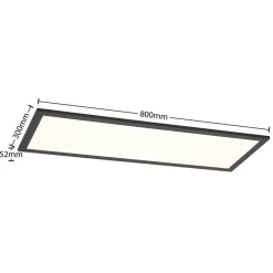 Lindby Arbejdsrum/Kontor|Gang > LED-panel Nelios, 80 x 30 cm, 4.000K, sort, metal