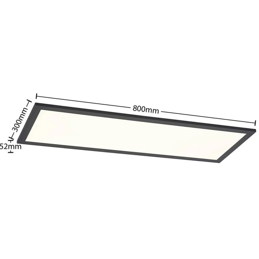 Lindby Arbejdsrum/Kontor|Gang > LED-panel Nelios, 80 x 30 cm, 4.000K, sort, metal