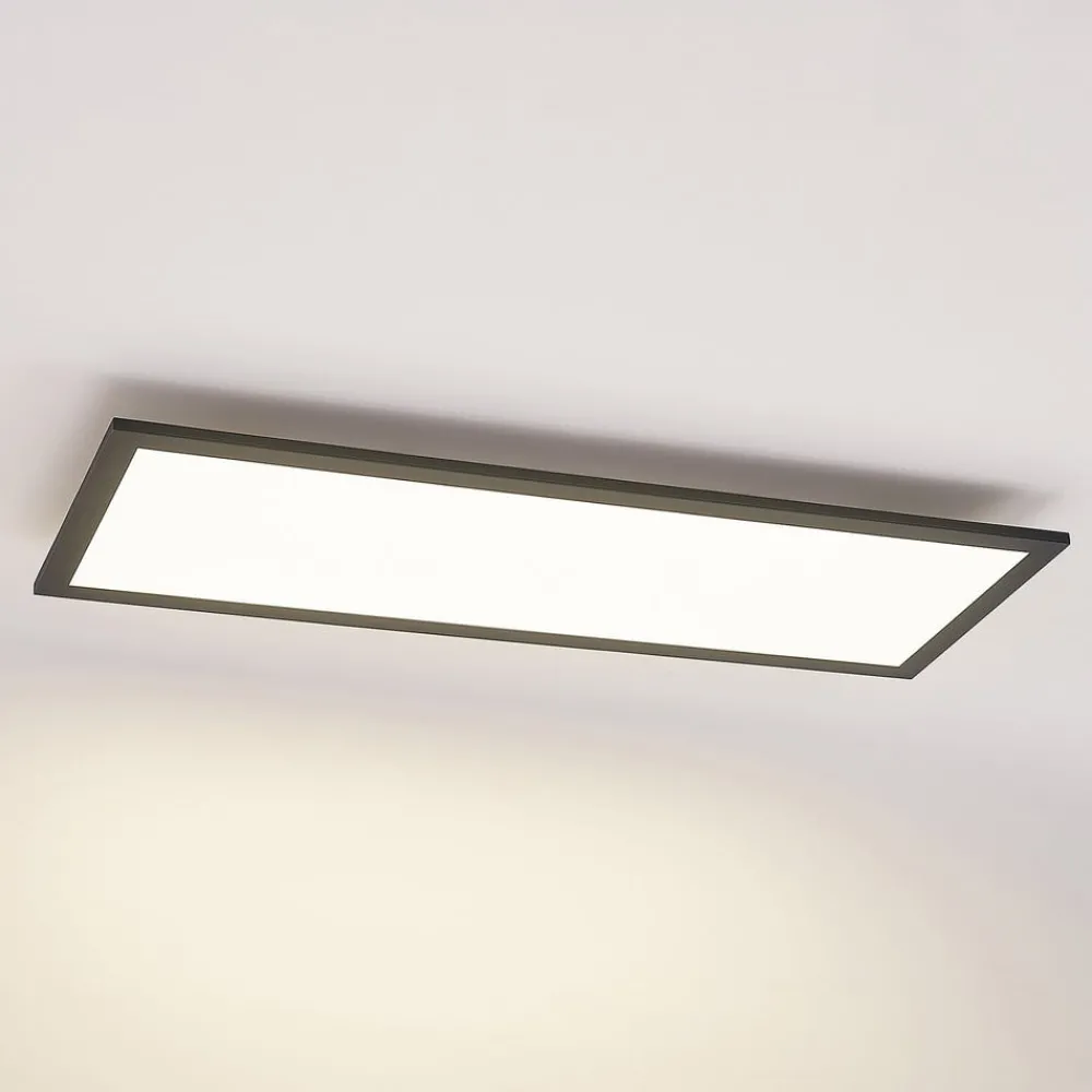 Lindby Arbejdsrum/Kontor|Gang > LED-panel Nelios, 80 x 30 cm, 4.000K, sort, metal