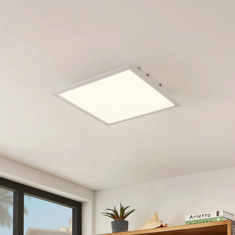 Arbejdsrum/Kontor|Loftlamper ^ Lindby LED-panel Quais, 40 x 40 cm, hvid, aluminium, 4.000K