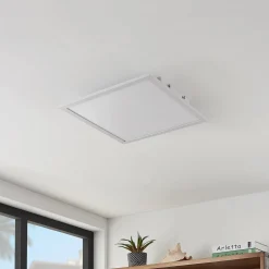 Arbejdsrum/Kontor|Loftlamper ^ Lindby LED-panel Quais, 40 x 40 cm, hvid, aluminium, 4.000K