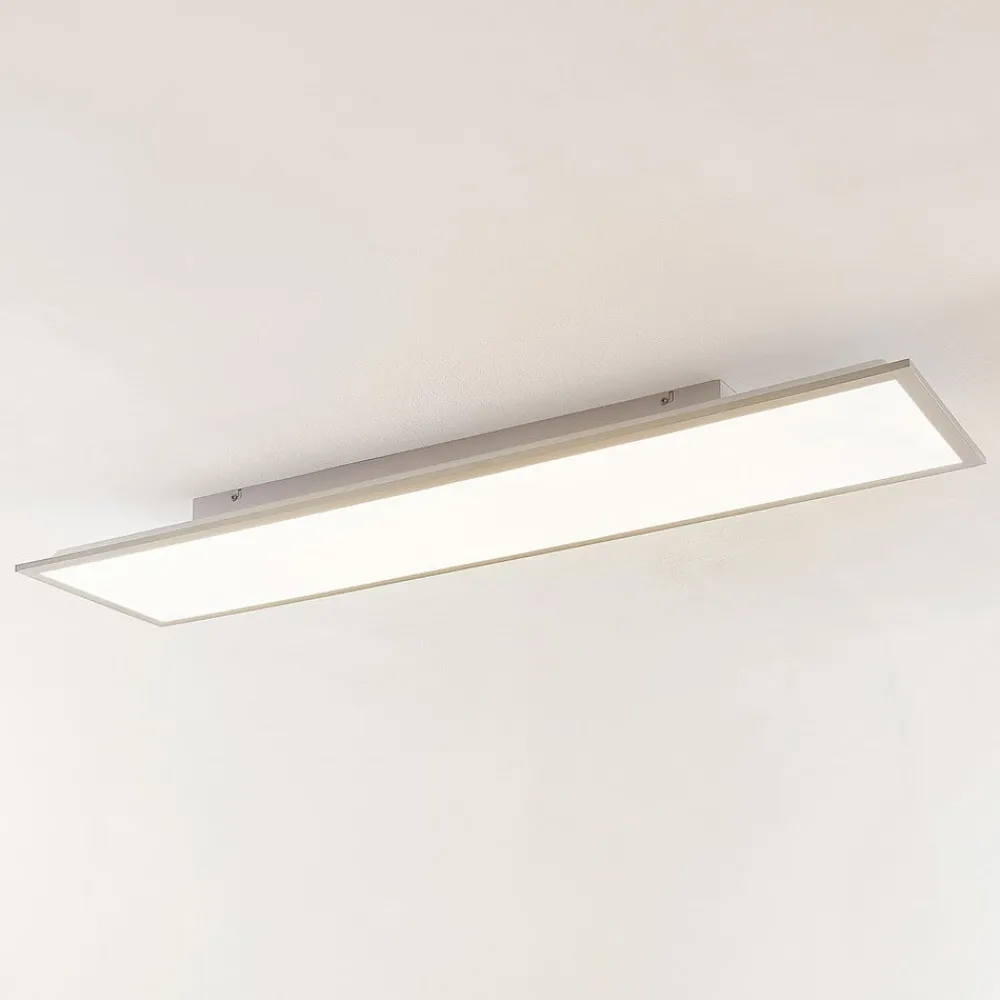 Lindby Arbejdsrum/Kontor|Gang > LED-panel Stenley, 4.000 K, 120 cm x 30 cm, sølv/hvid