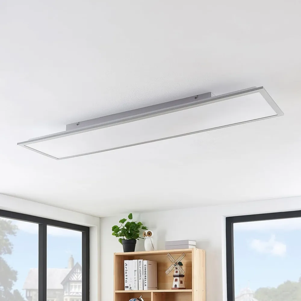 Lindby Arbejdsrum/Kontor|Gang > LED-panel Stenley, 4.000 K, 120 cm x 30 cm, sølv/hvid